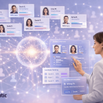 AI recruitment software displaying candidate evaluation, scoring, and hiring recommendations.