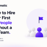 Founder-led hiring illustration showing a startup leader building their first team.
