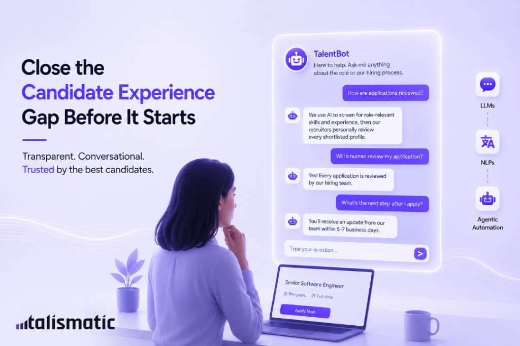 AI-powered conversational hiring assistant improving candidate experience with transparent recruitment workflows.