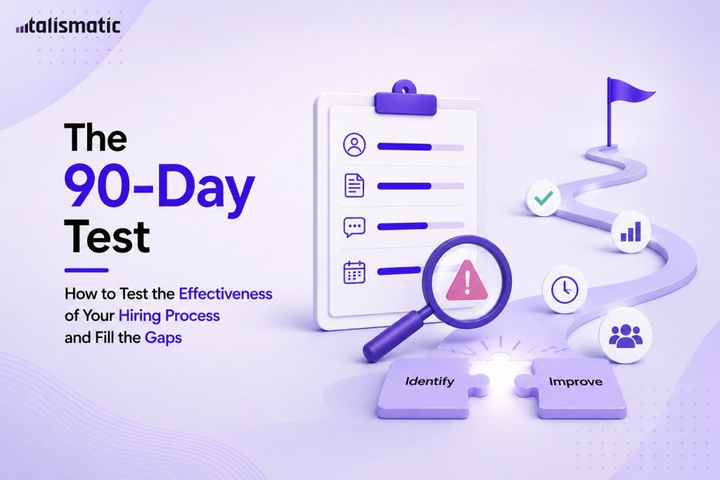 90-day hiring process audit framework showing recruitment bottleneck analysis and ways to improve hiring efficiency with AI