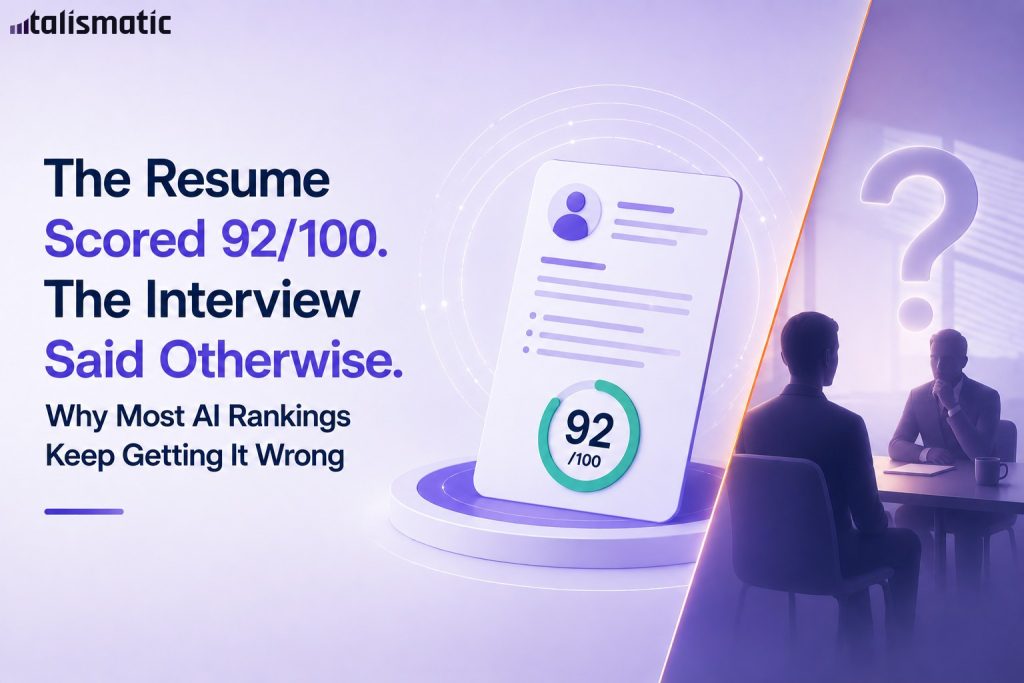 The Resume Scored 92/100. The Interview Said Otherwise. Why Most AI Rankings Keep Getting It Wrong